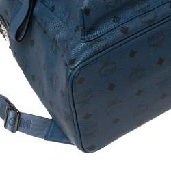 Pre Owned MCM Blue Visetos Coated Canvas Studded Stark Backpack