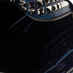 Pre Owned MCM Blue Visetos Coated Canvas Studded Stark Backpack