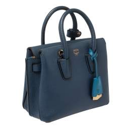 Pre Owned MCM Navy Blue Leather Mini Milla Park Avenue Tote