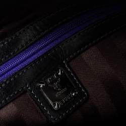 Pre Owned MCM Black Leather Turlock Double Flap Top Handle Bag