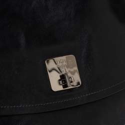 Pre Owned MCM Black Leather Turlock Double Flap Top Handle Bag