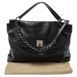 Pre Owned MCM Black Leather Turlock Double Flap Top Handle Bag