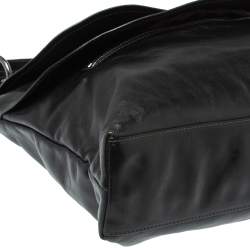 Pre Owned MCM Black Leather Turlock Double Flap Top Handle Bag