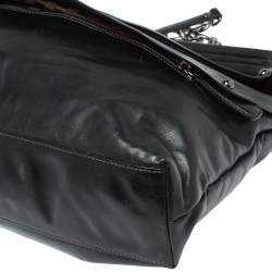 Pre Owned MCM Black Leather Turlock Double Flap Top Handle Bag