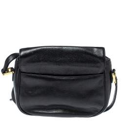 Pre Owned MCM Black Leather Flap Crossbody Bag