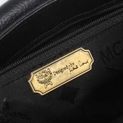 Pre Owned MCM Black Leather Flap Crossbody Bag