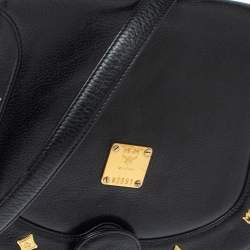 Pre Owned MCM Black Leather Flap Crossbody Bag