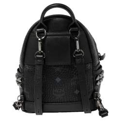 Pre Owned MCM Black Visetos Coated Canvas Mini Stark Side Studs Backpack