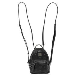Pre Owned MCM Black Visetos Coated Canvas Mini Stark Side Studs Backpack