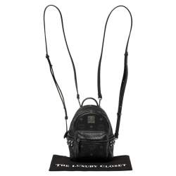 Pre Owned MCM Black Visetos Coated Canvas Mini Stark Side Studs Backpack