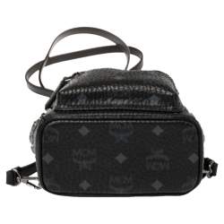 Pre Owned MCM Black Visetos Coated Canvas Mini Stark Side Studs Backpack