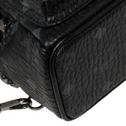 Pre Owned MCM Black Visetos Coated Canvas Mini Stark Side Studs Backpack