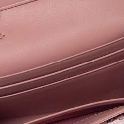 Pre Owned MCM Cognac Pink Visetos Coated Canvas Flap Wristlet Wallet