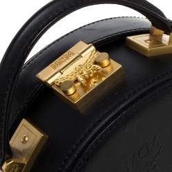 Pre Owned MCM Black Coated Canvas and Leather Berlin Studded Round Bag