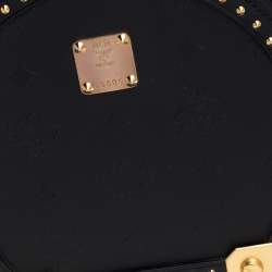 Pre Owned MCM Black Coated Canvas and Leather Berlin Studded Round Bag