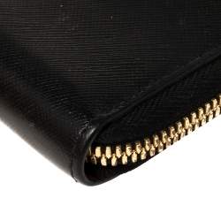MCM Black Leather Mina Small Zip Around Wallet 