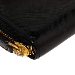 MCM Black Leather Mina Small Zip Around Wallet 
