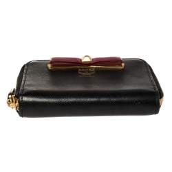 MCM Black Leather Mina Small Zip Around Wallet 