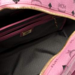 Pre Owned MCM Pink Visetos Coated Canvas Small Studs Stark Backpack