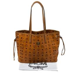 Pre Owned MCM Cognac Visetos Coated Canvas Project Reversible Shopper Tote