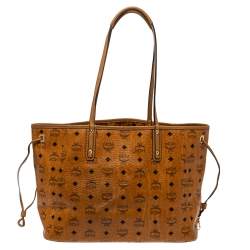 Pre Owned MCM Cognac Visetos Coated Canvas Project Reversible Shopper Tote