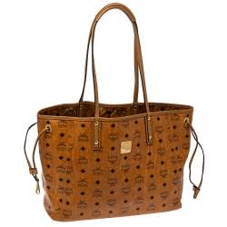 Pre Owned MCM Cognac Visetos Coated Canvas Project Reversible Shopper Tote