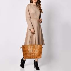 Pre Owned MCM Cognac Visetos Coated Canvas Project Reversible Shopper Tote