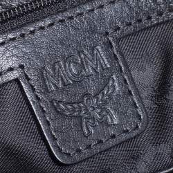 MCM Black Visetos Coated Canvas Studded Wristlet Clutch