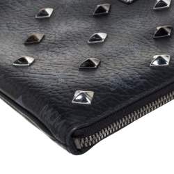 MCM Black Visetos Coated Canvas Studded Wristlet Clutch