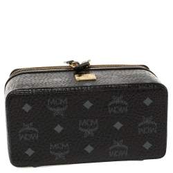 Pre Owned MCM Black Leather Visetos Rockstar Vanity Case