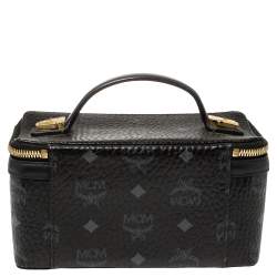 Pre Owned MCM Black Leather Visetos Rockstar Vanity Case