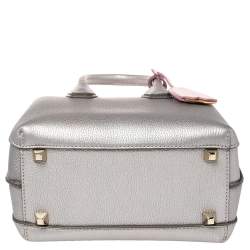 Pre Owned MCM Silver Leather Mini Milla Tote