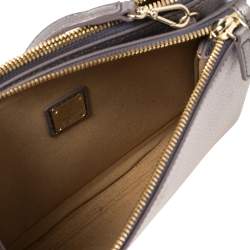 Pre Owned MCM Metallic Lilac Leather Milla Double Zip Crossbody Bag