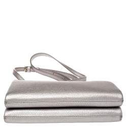 Pre Owned MCM Metallic Lilac Leather Milla Double Zip Crossbody Bag