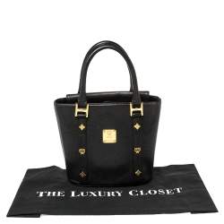 Pre Owned حقيبة يد أم سى أم صغير جلد منقوش سوداء 