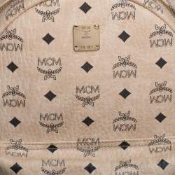 Pre Owned MCM Light Beige Visetos Leather Studded Stark Backpack