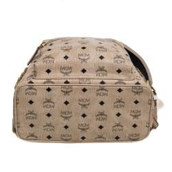 Pre Owned MCM Light Beige Visetos Leather Studded Stark Backpack