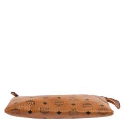MCM Cognac Visetos Coated Canvas Pouch