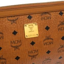 MCM Cognac Visetos Coated Canvas Pouch