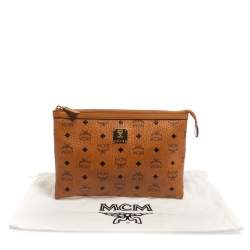 MCM Cognac Visetos Coated Canvas Pouch