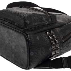 MCM Black Visetos Coated Canvas Mini Stark Backpack