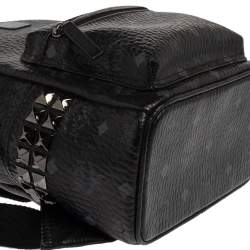 MCM Black Visetos Coated Canvas Mini Stark Backpack