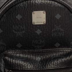 MCM Black Visetos Coated Canvas Mini Stark Backpack