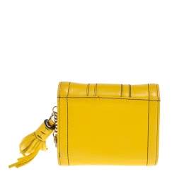 MCM Yellow Leather Tassel Compact Wallet