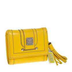 MCM Yellow Leather Tassel Compact Wallet
