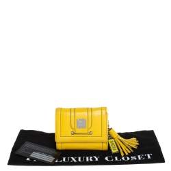 MCM Yellow Leather Tassel Compact Wallet