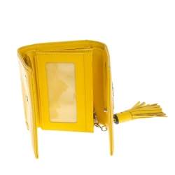 MCM Yellow Leather Tassel Compact Wallet