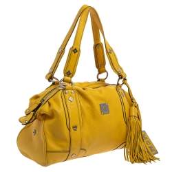 Pre Owned MCM Yellow Leather Tassel Satchel