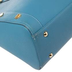 Pre Owned MCM Blue Leather Studded Zip Tote