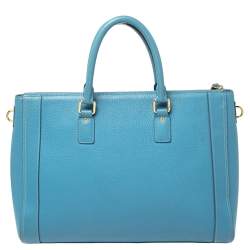 Pre Owned MCM Blue Leather Studded Zip Tote
